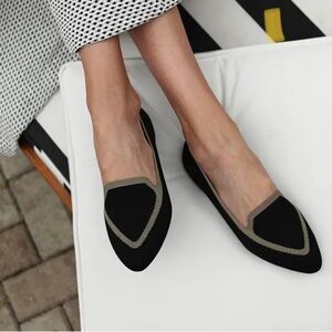 Birdies Black Blackbird Knit Pointed Flat- Size 8